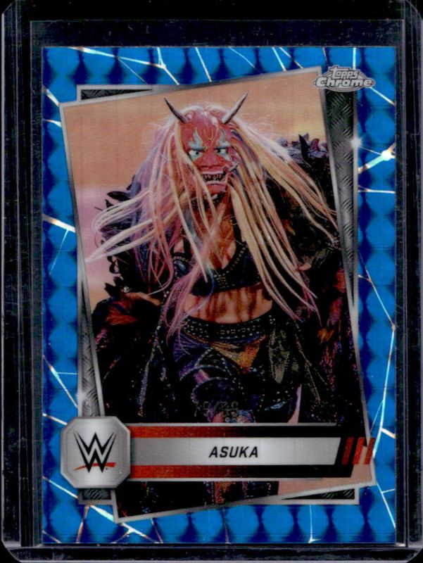 Asuka 2025 Topps Chrome WWE #111 Blue Geometric Refractor /99 RAW