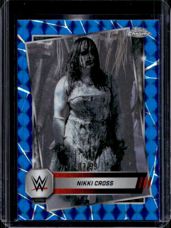 Nikki Cross 2025 Topps Chrome WWE #75 Blue Geometric Refractor /99 RAW