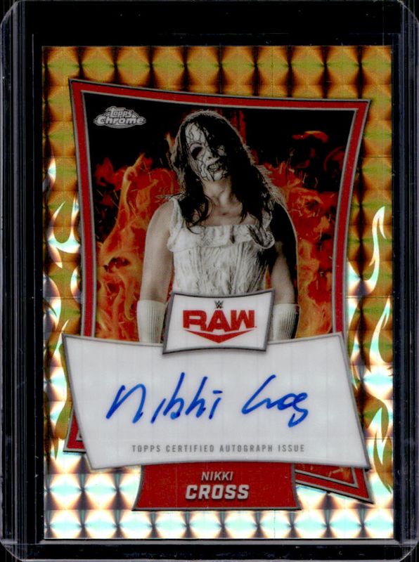 Nikki Cross 2025 Topps Chrome WWE #RBA-NIK Red Brand Autographs - Gold Geometric Refractor /50 RAW