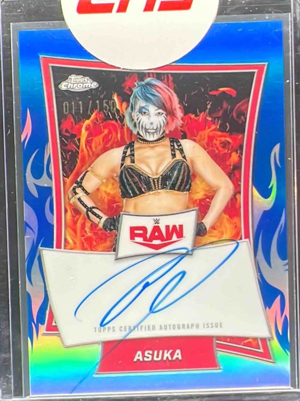 Asuka 2025 Topps Chrome WWE #RBA-ASU Red Brand Autographs - Blue Refractor /150 RAW