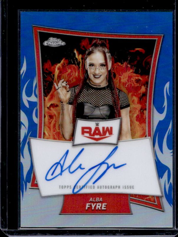 Alba Fyre 2025 Topps Chrome WWE #RBA-ALB Red Brand Autographs - Blue Refractor /150 RAW