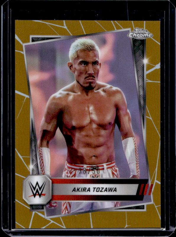 Akira Tozawa 2025 Topps Chrome WWE #71 Gold Refractor /50 RAW