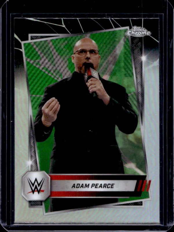 Adam Pearce 2025 Topps Chrome WWE #140 Neon Green & Black Refractor RAW