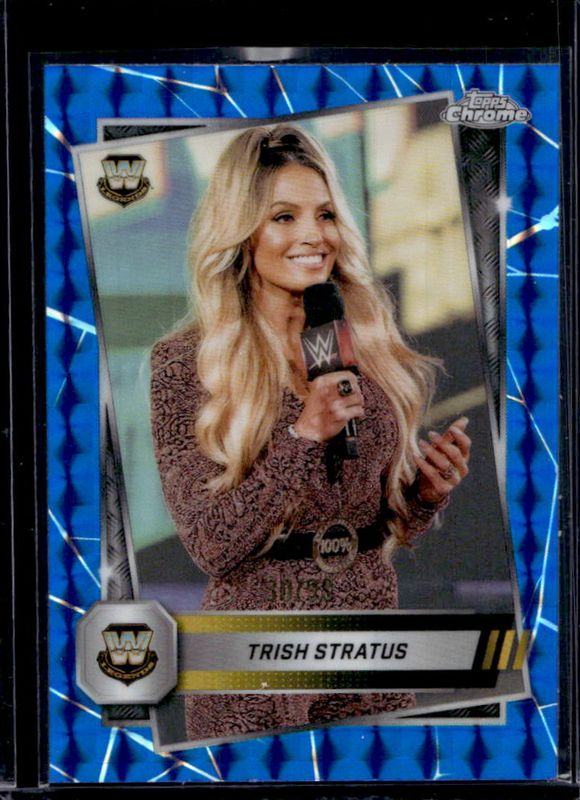 Trish Stratus 2025 Topps Chrome WWE #190 Blue Geometric Refractor /99 RAW