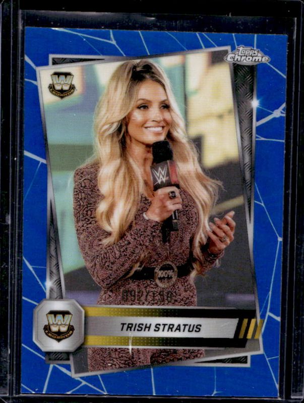 Trish Stratus 2025 Topps Chrome WWE #190 Blue Refractor /150 RAW