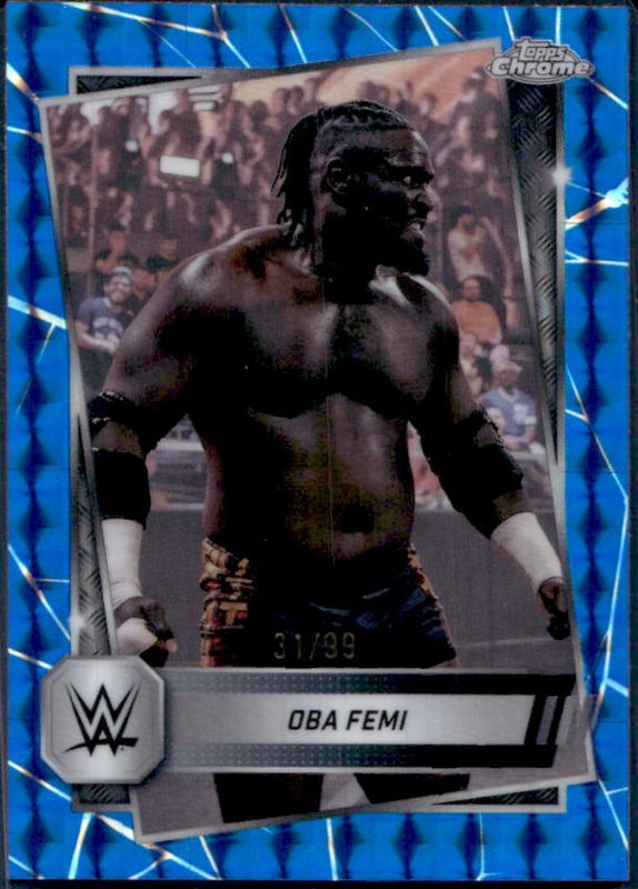 Oba Femi 2025 Topps Chrome WWE #113 Blue Geometric Refractor /99 RAW