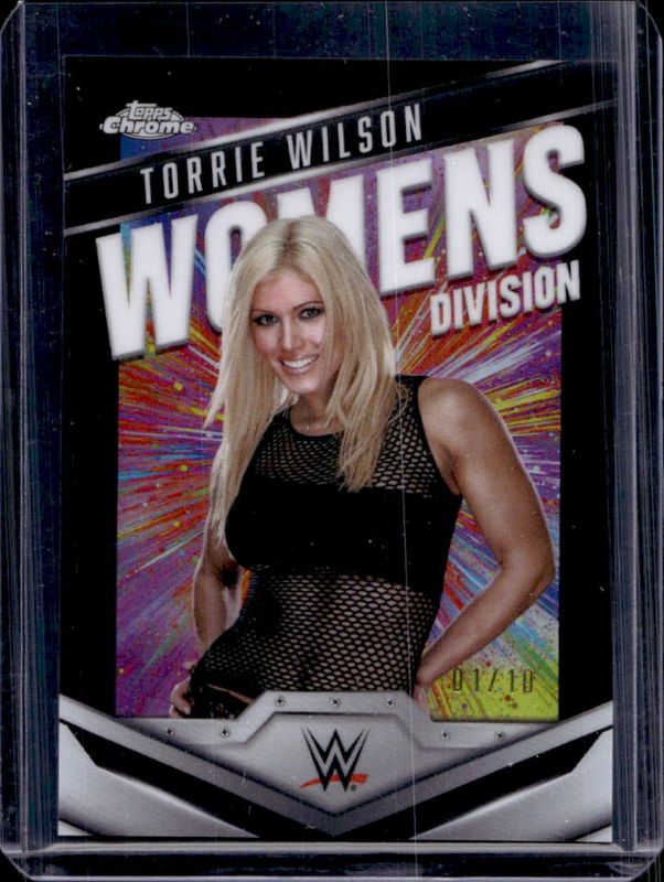 Torrie Wilson 2025 Topps Chrome WWE #WD-TOR Women's Division - Black Refractor /10 RAW