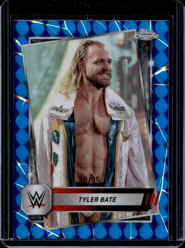 Tyler Bate 2025 Topps Chrome WWE #157 Blue Geometric Refractor /99 RAW