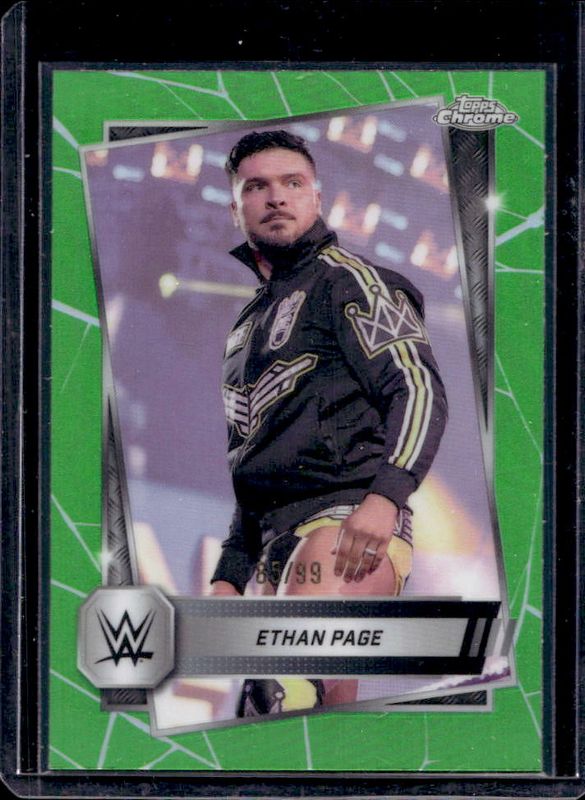 Ethan Page 2025 Topps Chrome WWE #26 Green Refractor /99 RAW