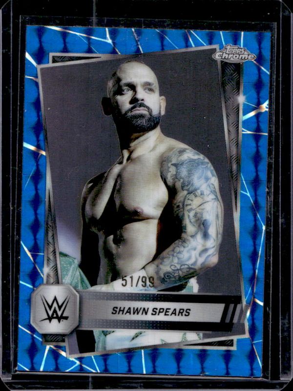 Shawn Spears 2025 Topps Chrome WWE #30 Blue Geometric Refractor /99 RAW