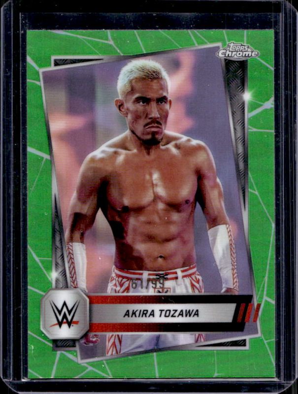 Akira Tozawa 2025 Topps Chrome WWE #71 Green Refractor /99 RAW