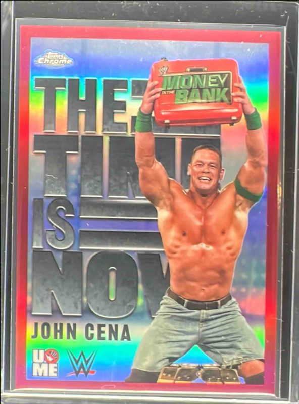 John Cena 2025 Topps Chrome WWE #TIN-20 The Time Is Now - Red Refractor /5 RAW
