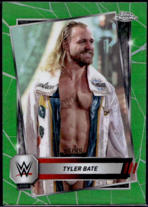 Tyler Bate 2025 Topps Chrome WWE #157 Green Refractor /99 RAW