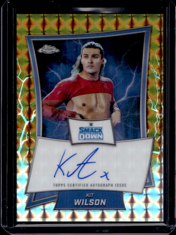 Kit Wilson 2025 Topps Chrome WWE #BBA-KIT Blue Brand Autographs - Gold Geometric Refractor /50 RAW