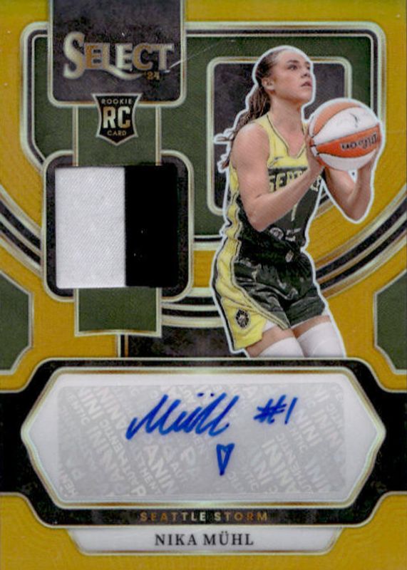 Nika Muhl 2024 Select WNBA #AM-NM Autographed Memorabilia - Gold /10 Rookie RAW