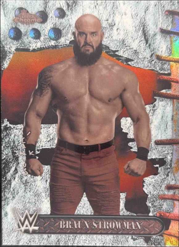 Braun Strowman 2025 Topps Chrome WWE x Cactus Jack #68 White Refractor RAW