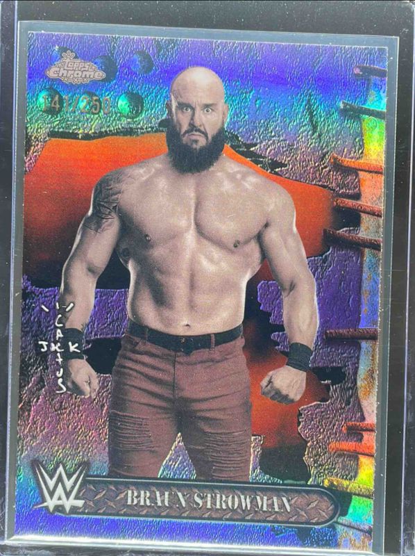 Braun Strowman 2025 Topps Chrome WWE x Cactus Jack #68 Purple Refractor /250 RAW