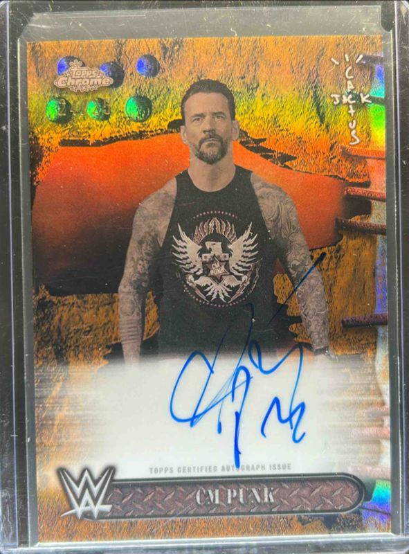 CM Punk 2025 Topps Chrome WWE x Cactus Jack #CJA-CM Base Autographs - Orange Refractor /25 RAW