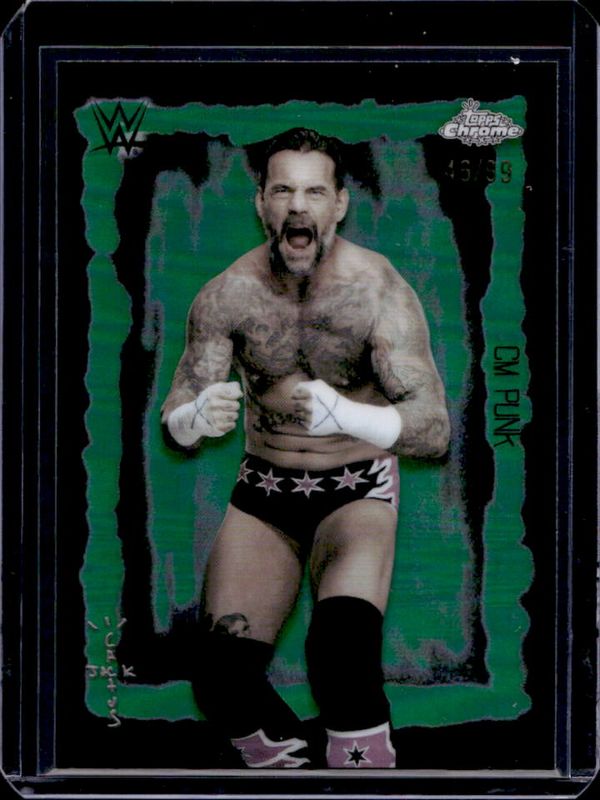 CM Punk 2025 Topps Chrome WWE x Cactus Jack #FVF-4 Festival Fury - Green Refractor /99 RAW