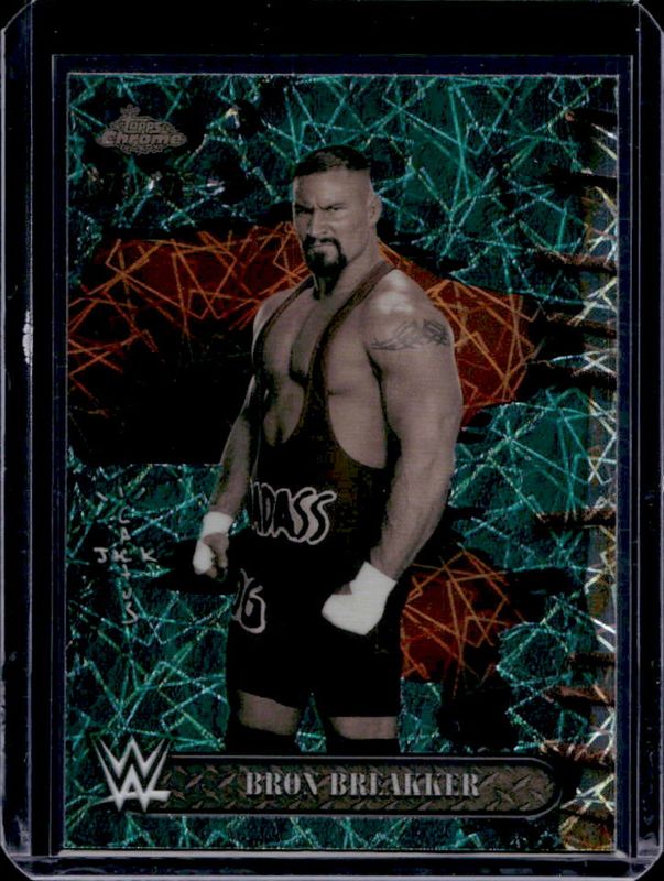 Bron Breakker 2025 Topps Chrome WWE x Cactus Jack #31 Teal Laser Refractor /175 RAW