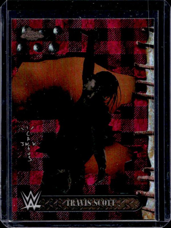 Travis Scott 2025 Topps Chrome WWE x Cactus Jack #100 Red & Black Refractor RAW