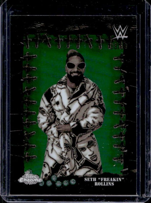 Seth Rollins 2025 Topps Chrome WWE x Cactus Jack #FMP-30 Famed Phantoms - Green Refractor /99 RAW