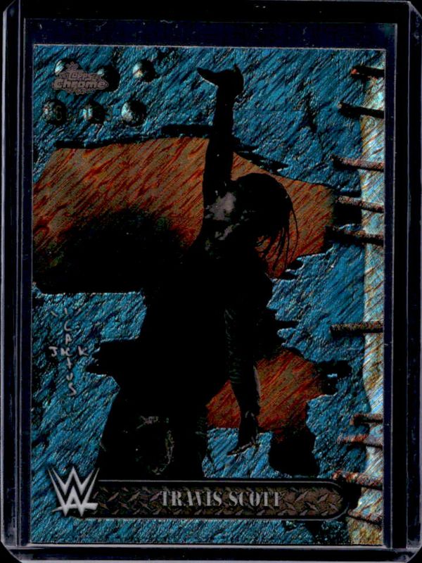 Travis Scott 2025 Topps Chrome WWE x Cactus Jack #100 Teal Laser Refractor /175 RAW