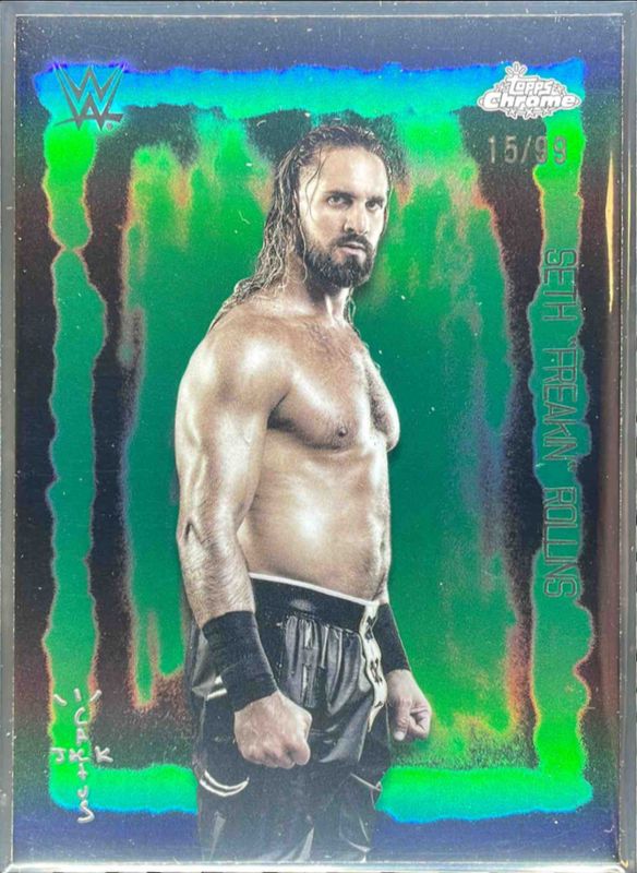 Seth Rollins 2025 Topps Chrome WWE x Cactus Jack #FVF-21 Festival Fury - Green Refractor /99 RAW