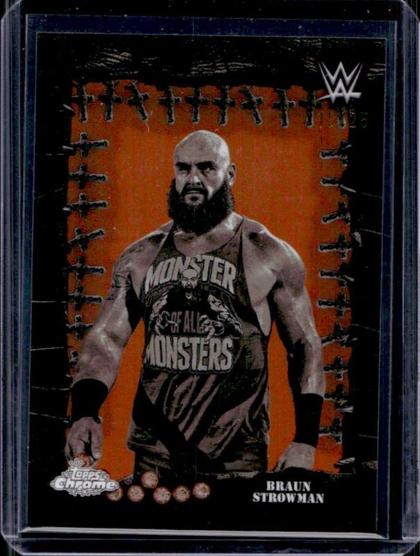 Braun Strowman 2025 Topps Chrome WWE x Cactus Jack #FMP-47 Famed Phantoms - Orange Refractor /25 RAW