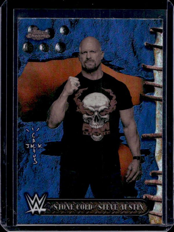 Steve Austin 2025 Topps Chrome WWE x Cactus Jack #70 Blue Refractor /150 RAW