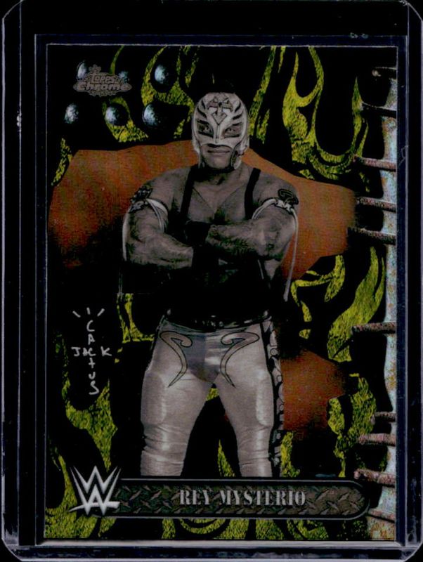 Rey Mysterio 2025 Topps Chrome WWE x Cactus Jack #6 Black & Yellow Refractor RAW