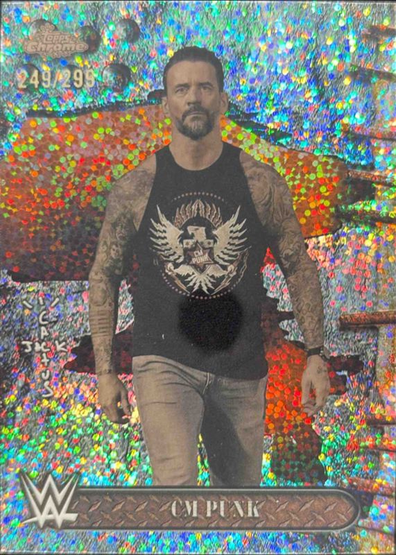 CM Punk 2025 Topps Chrome WWE x Cactus Jack #8 Speckle Refractor /299 RAW