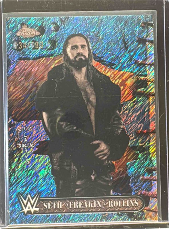 Seth Rollins 2025 Topps Chrome WWE x Cactus Jack #17 Aqua Shimmer Refractor /199 RAW