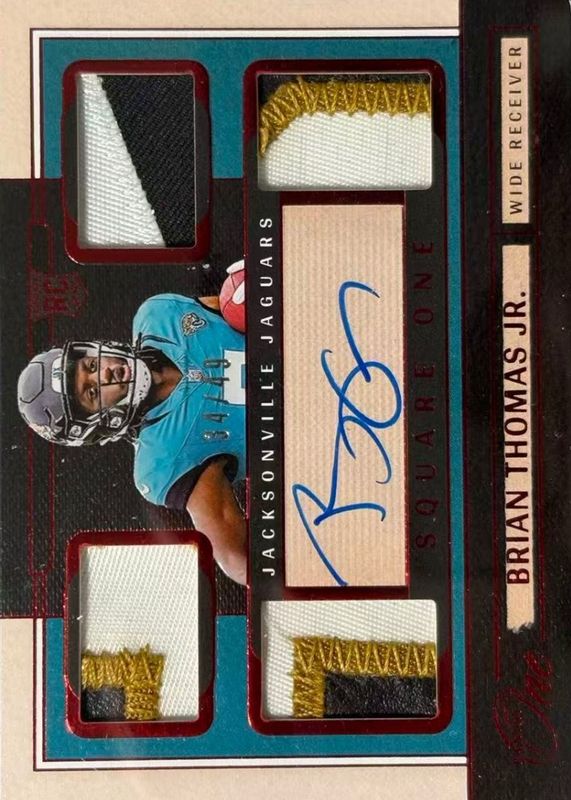 Brian Thomas Jr. 2024 One #66 Square One Autographs - Red /49 Rookie RAW