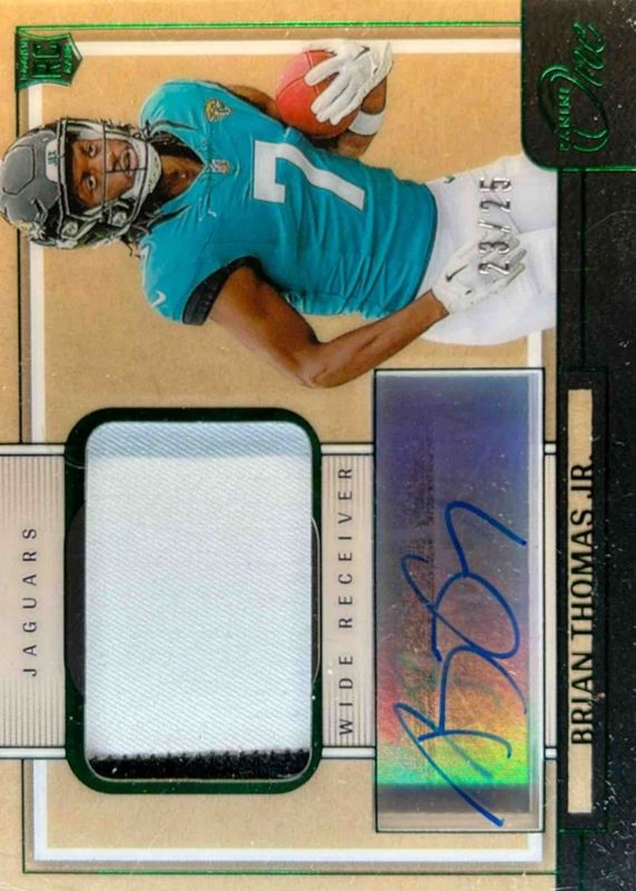 Brian Thomas Jr. 2024 One #103 Premium Rookie Patch Autographs - Green /25 RAW