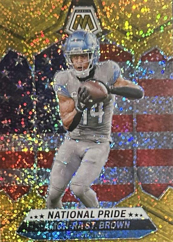 Amon-Ra St. Brown 2024 Mosaic #263 National Pride - Gold Sparkle /24 RAW