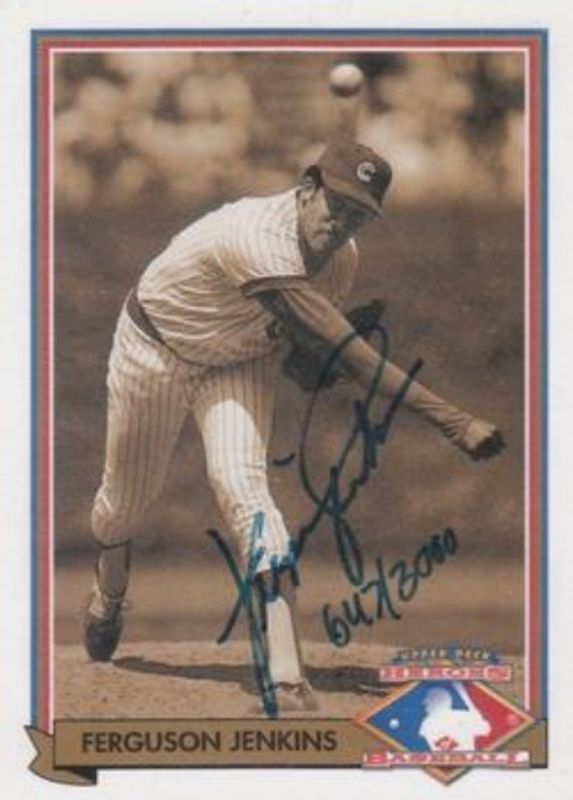 Ferguson Jenkins 1991 Upper Deck #H3 Heroes of Baseball Autographed /3000 RAW
