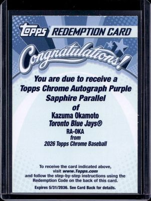 2026 Topps Chrome Sapphire Edition #RA-OKA Sapphire Autographs - Purple /75