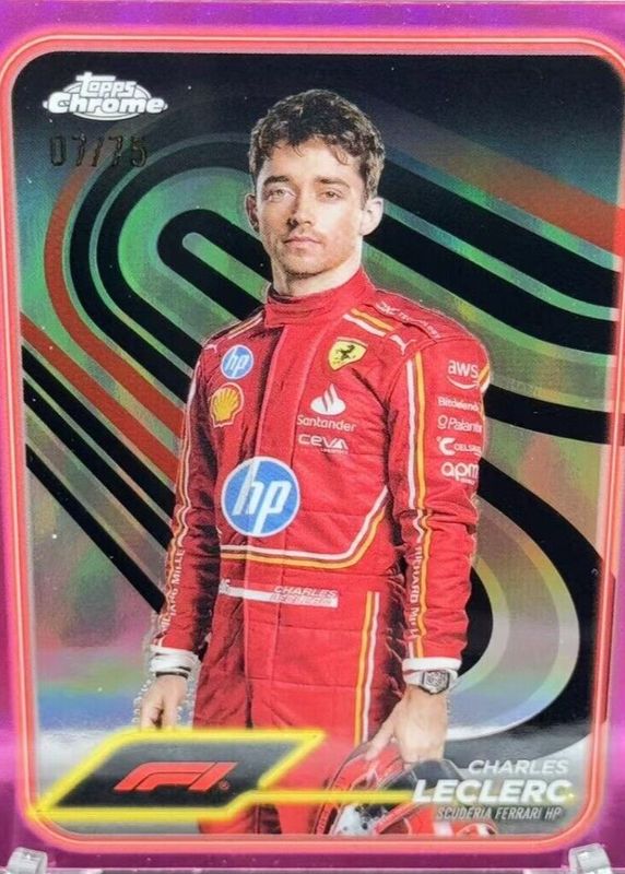 Charles Leclerc 2024 Topps Chrome Formula 1 #3 Pink Refractor /75 PSA 10