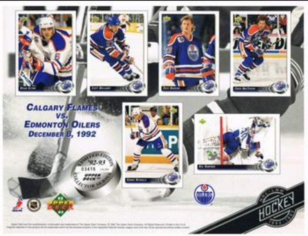 Bernie Nicholls / Brian Glynn / Craig MacTavish / Dave Manson / Scott Mellanby 1992 Upper Deck Promotional Sheets Base /46557 RAW
