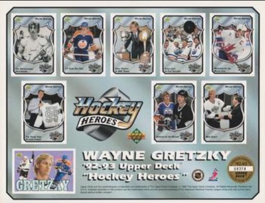 1992 Upper Deck Wayne Gretzky Hockey Heroes Commemorative Sheet /29166