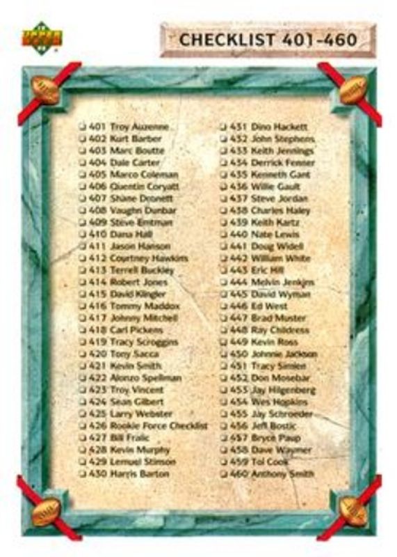 Checklist 1992 Upper Deck #510 Base RAW