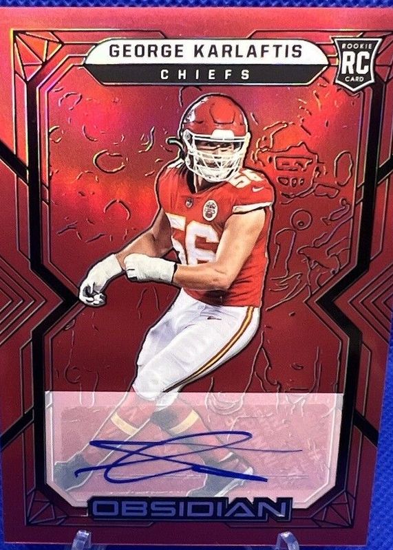 George Karlaftis 2022 Obsidian #150 Rookie Autographs - Electric Etch Red Flood /6 RAW