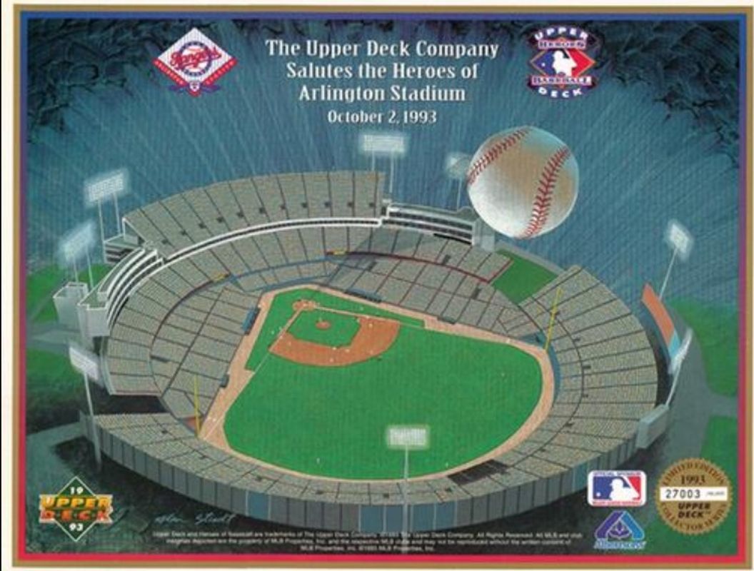 Arlington Stadium 1993 Upper Deck Heroes of Baseball Base /53600 RAW