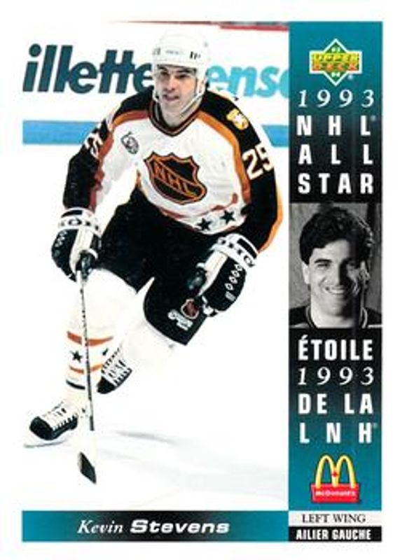 Kevin Stevens 1993 Upper Deck McDonald's NHL All-Stars #McD-25 Base RAW