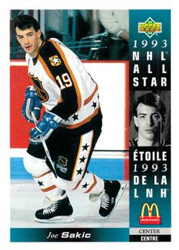 Joe Sakic 1993 Upper Deck McDonald's NHL All-Stars #McD-24 Base RAW