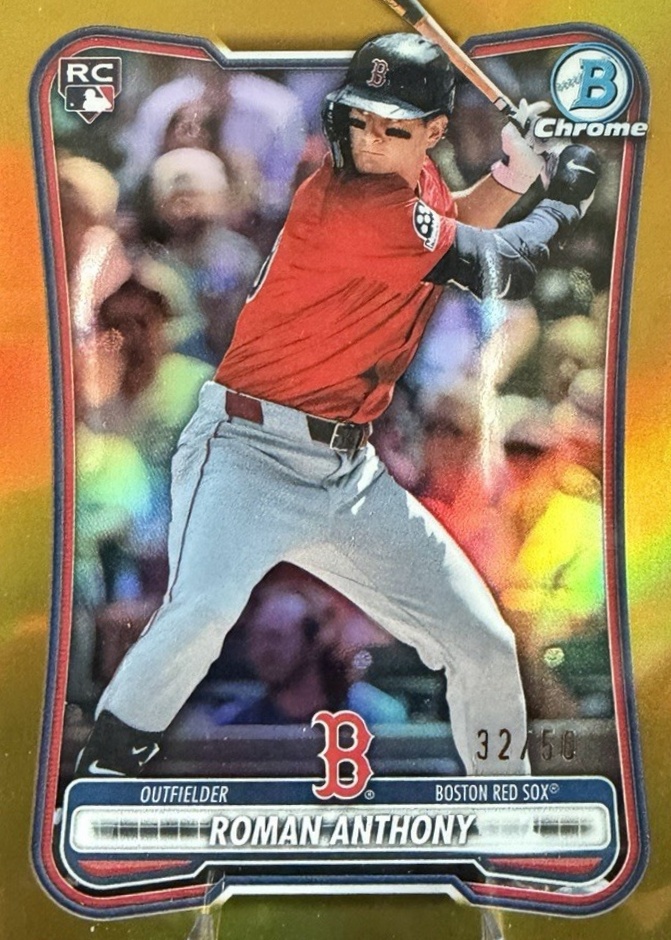 Roman Anthony 2026 Bowman Chrome #43 Gold Refractor /50 Price Guide ...