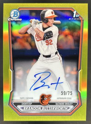 2026 Bowman Chrome #CPA-BBU Chrome Prospect Autographs - Yellow Refractor /75 (1st)