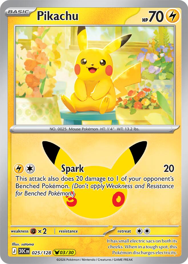 Pikachu 2026 30th Celebration #025/128 Holo (03/30) Price Guide ...