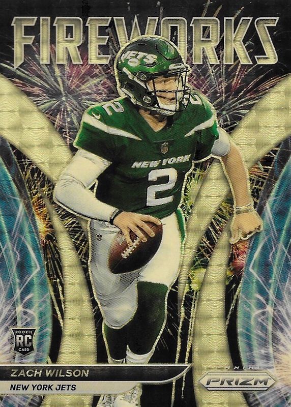 Zach Wilson 2021 Prizm #F-22 Fireworks - Gold Vinyl /5 Rookie RAW